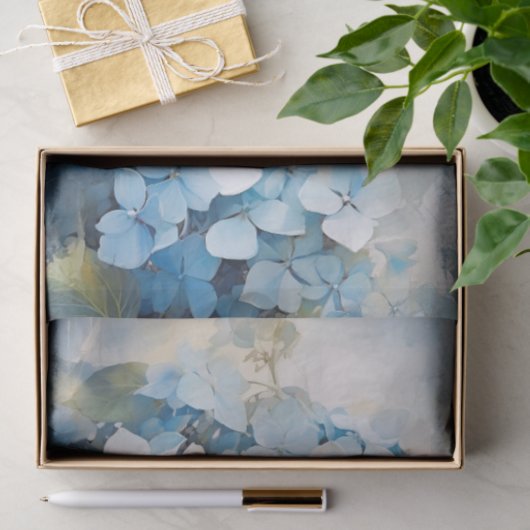  Blauwe Waterverf Hydrangea Decoupage Tissuepapier (Geschenk)