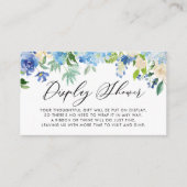 Blauwe Waterverf Hydrangea en Roos Display Douche Informatiekaartje (Voorkant)