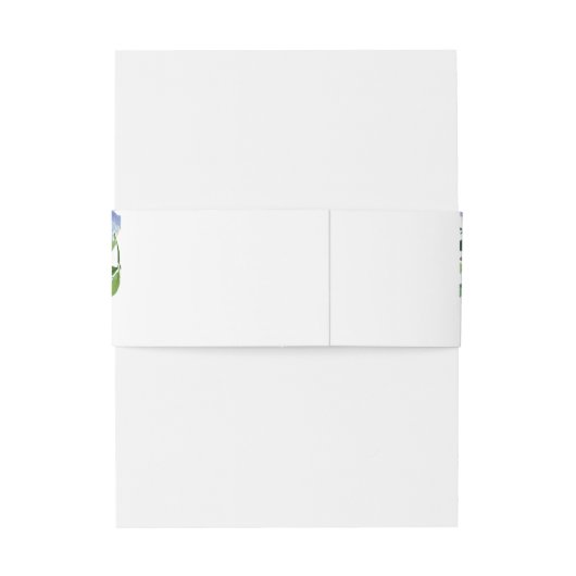 Blauwe Waterverf Hydrangea Trouw Buikband Uitnodigingen Wikkel (Achterkant Voorbeeld)