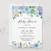 Blauwe Waterverf Hydrangeas en Rozen Baby shower Kaart (Voorkant)