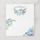 Blauwe Waterverf Hydrangeas en Rozen Borders Wedde (Buitenkant ongevouwen)