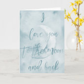 Blauwe Waterverf Ik hou van je naar de maan en ter Kaart (Gele Bloem)