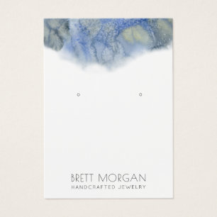 Blauwe Waterverf inkt die juwelen tentoonstellen K Visitekaartje