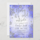 Blauwe Waterverf kerstBaby shower uitnodiging (Voorkant)