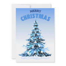 Blauwe Waterverf kerstboom niet-foto