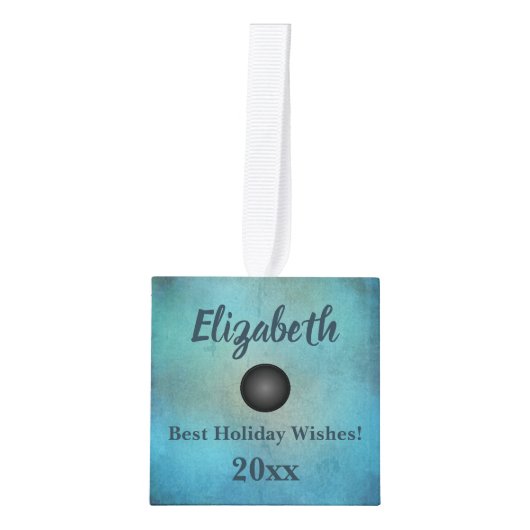 Blauwe Waterverf kerstfeestdag Bunco Kubus Ornament (Voorkant)