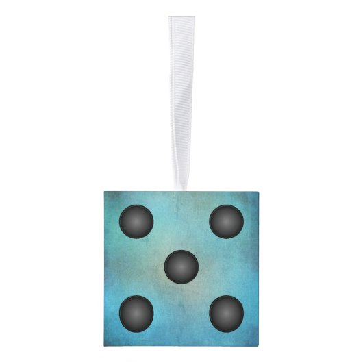 Blauwe Waterverf kerstfeestdag Bunco Kubus Ornament (Rechts)