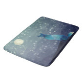 Blauwe Waterverf Kijk Wolf Staren naar Moon Badmat (Gekanteld)