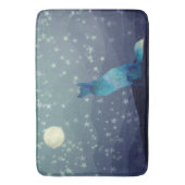 Blauwe Waterverf Kijk Wolf Staren naar Moon Badmat (Voorkant Verticaal)