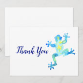 Blauwe Waterverf kikker Bedankkaart (Voorkant / Achterkant)