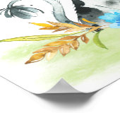 Blauwe Waterverf Kleine Koe Poster (Hoek)