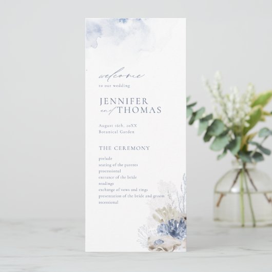 Blauwe waterverf koraal en zeeschildpaddenstrand b programma (Staand voorkant)