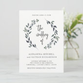 Blauwe Waterverf krans | Bruiloft Kaart (Staand voorkant)