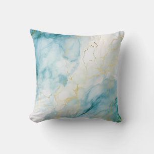 Blauwe waterverf kussen
