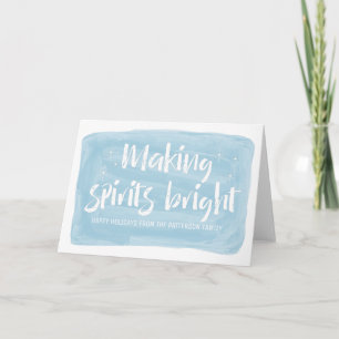 Blauwe Waterverf maakt spirits helder holiday Feestdagen Kaart
