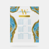 Blauwe Waterverf marmer & Gold Hair & Makeup Price Acryl Bord (Voorkant)