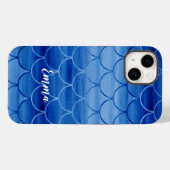 Blauwe Waterverf Mermaid Scale Patroon Aangepaste  Case-Mate iPhone Case (Achterkant (horizontaal))