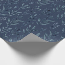 Blauwe Waterverf met botanische bladeren