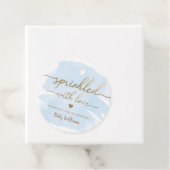 Blauwe Waterverf met liefdesBaby shower Bedankjes Labels (In situ)