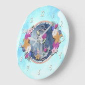 Blauwe Waterverf Modern Nautical Floral Anchor Grote Klok (Hoek)