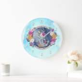 Blauwe Waterverf Modern Nautical Floral Anchor Grote Klok (Huis)