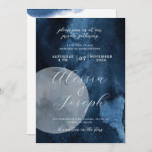 Blauwe Waterverf Moon Celestial Kaart (Voorkant / Achterkant)