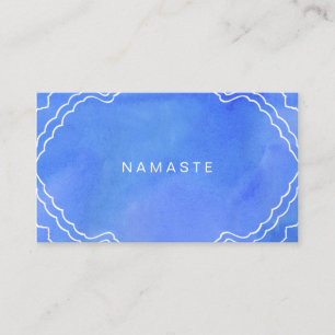Blauwe Waterverf Namaste Yoga Instructor Visitekaartje