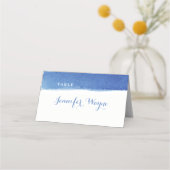 Blauwe waterverf nautische strand bruiloft plaats (Voorkant)