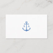 Blauwe waterverf nautische strand bruiloft plaats plaatskaartje (Achterkant)