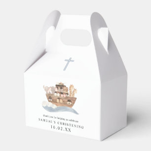 Blauwe Waterverf Noah's Ark Boy Christening Bedankdoosjes