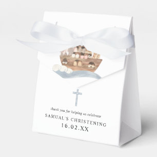 Blauwe Waterverf Noah's Ark Boy Christening Favor Bedankdoosjes