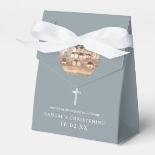 Blauwe Waterverf Noah's Ark Boy Christening Favor Bedankdoosjes