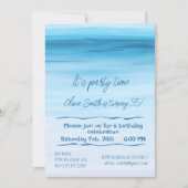 Blauwe waterverf oceaan verjaardag minimalistisch  kaart (Voorkant)