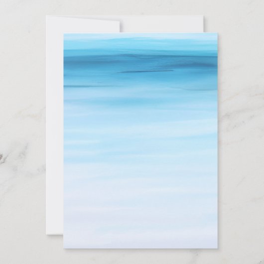Blauwe waterverf oceaan verjaardag minimalistisch  kaart (Achterkant)
