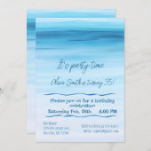 Blauwe waterverf oceaan verjaardag minimalistisch  kaart (Voorkant / Achterkant)