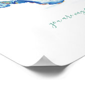 Blauwe Waterverf Octopus Art Poster (Hoek)