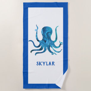 Blauwe Waterverf Octopus Ocean Zee Life Mariene Ki Strandlaken