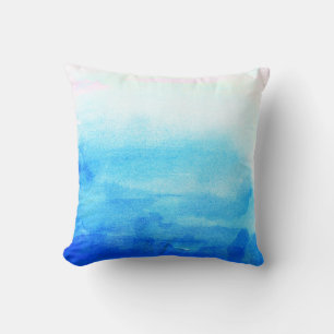 Blauwe Waterverf Ombre Kussen