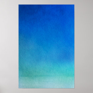 Blauwe Waterverf Ombre Poster
