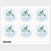Blauwe Waterverf onder het Baby shower van de Zee Ronde Sticker (Vel)