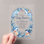 Blauwe Waterverf Onder-het-Zee Baby shower Acryl Uitnodigingen (Insitu (Draagbaar))