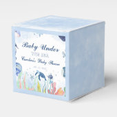 Blauwe waterverf onder het zeeen baby shower bedankdoosjes (Voorkant Zijde)