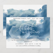 Blauwe Waterverf, online virtuele bruiloft Kaart (Voorkant / Achterkant)