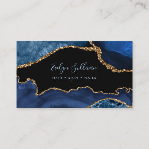 blauwe waterverf op zwart visitekaartje
