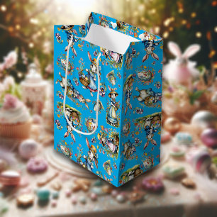 Blauwe Waterverf Paashaas Eieren & Bloemen Medium Cadeauzakje