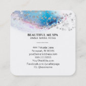 *~* Blauwe Waterverf Pastel Abstract Silver Glitte Vierkante Visitekaartje (Achterkant)