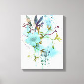 Blauwe Waterverf Pastel Floral Canvas Afdruk (Voorkant)