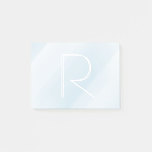 Blauwe waterverf pasteltypografie modern monogram post-it® notes (Voorkant)