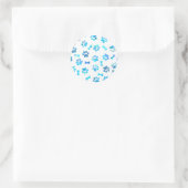 Blauwe Waterverf Paw Prints Classic Ronde Sticker (Tas)