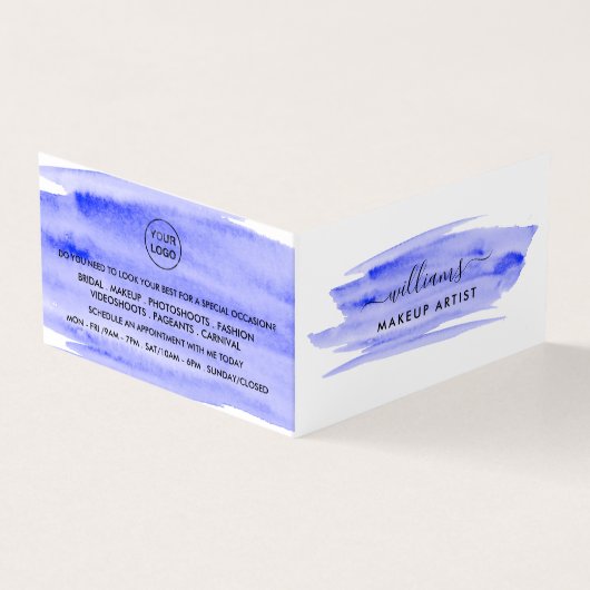 Blauwe Waterverf penseelstreek, maak artistieke Lo Visitekaartjes (Buitenkant)